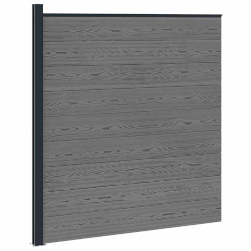 Ordellia Élément de clôture WPC et aluminium gris - Clôture de jardin brise-vue avec panneau de clôture stable - Résistant aux intempéries - Idéal comme cloison pour terrasse, balcon et jardin avant
