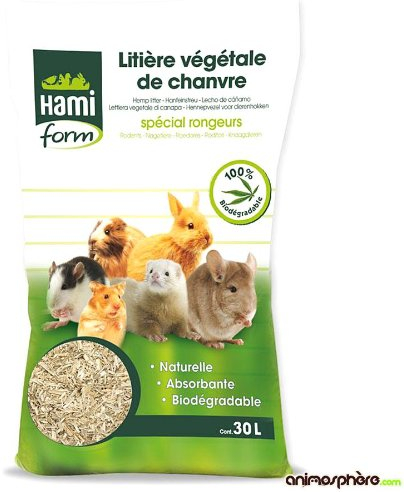 Litière pour Rongeur & Furet, Chanvre, 30 L - HAMIFORM