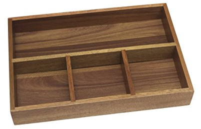 Lipper International Acacia Organizer Tray, 4-Compartments, 12 x 8 x 1 3/4
