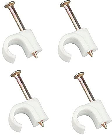 Merriway BH03749 (100 Pcs) Round Cable Clip, White 10 mm - Pack of 100 Pieces