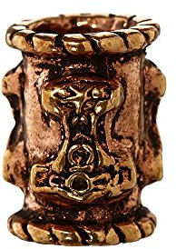 NKlaus Haarschmuck Bartperle MJÖLNIR Thorhammer Bronze Lockenperle 6409