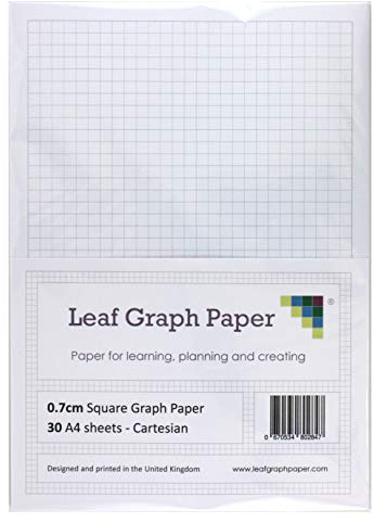 A4 Graph Paper 7mm 0.7cm Squared - 30 Loose-Leaf Sheets - Grey Grid Lines