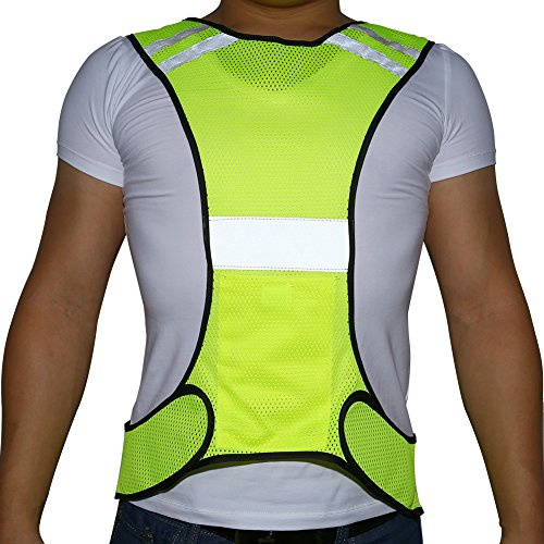 Dilwe reflekterande väst, justerbar reflekterande väst med hög synlighet med ficka för nattsäkerhet trafik parkering löpning jogging Lime