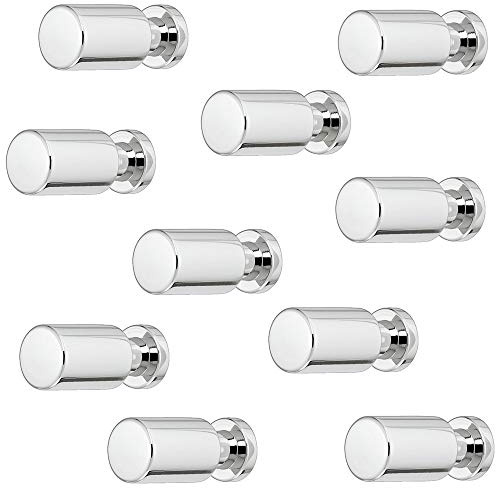 Gedotec Möbelgriff Messing Schrankknopf Chrom Möbelknopf für Schubladen - H10334 | Tür-Knopf Ø 12 mm | Moderner Kommoden-Knopf rund | 10 Stück - Design Knauf Vintage mit Schrauben