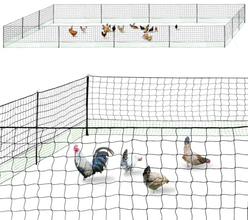 IDMarket - Kit recinzione rete per galline 50 m con porta 15 picchetti doppia punta