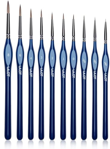 Fine Detail Brushes with Triangular Handles,10 Miniature Brush for Fine Detailing & Art Painting,Acrylic&Nail. Models,Watercolour, Miniatures,Oil, Wargaming Figures.