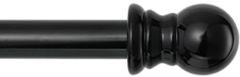 1 Inch Black Curtain Rods for windows, Heavy Duty Adjustable Splicing Single Curtain Rod with Brackets (30-60)