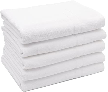 ZOLLNER 5er Set Duschtücher in 70x140 cm - Baumwolle - hochwertiges Zwirnfrottier - in weiß - Hotelqualität - Oeko Tex® Zertifiziert