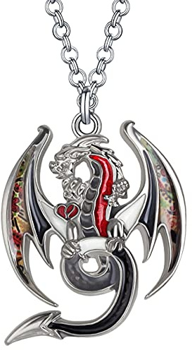 BONSNY Enamel Fantasy Dragon Necklaces Pendant for Women Jewelry Lucky Symbol 18 (Black)