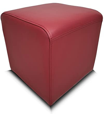 Quattro Meble Burgunder Lederpouf Echtleder Hocker viele Größen Echtleder Sitzhocker Rindsleder Sitzwürfel Fußhocker Polsterhocker Echt Leder Puff Leder MDR Burgund (45 x 45 x H-45 cm)