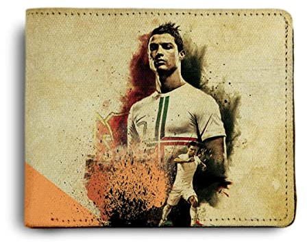 ShopMantra Cristiano Ronaldo CR7 Bedruckte Geldbörse aus PU-Leder für Herren/Jungen, Beige, Casual