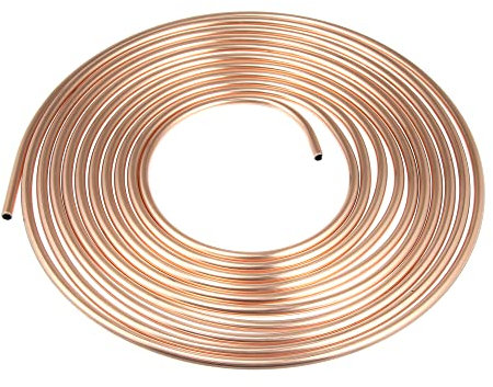 X AUTOHAUX 5/16 Car Brake Line Tubing 25ft Tubing Coil for Vehicle Copper Tone