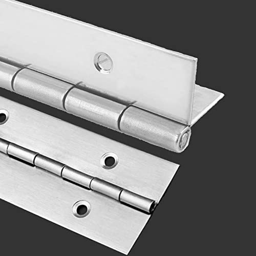 2 Piece 2 x 18 Stainless Steel Piano Hinge, 0.060 / 1/16” Thick Heavy Duty Piano Hinge with Holes, Silver Continuous & Piano Hinges for Wood Furniture Mailbox Tool/Storage Boxes Cabinets Door Piano