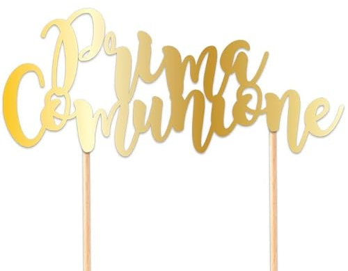 Big Party Cake Topper in Carta Scritta Prima Comunione Gold - Sopratorta Oro
