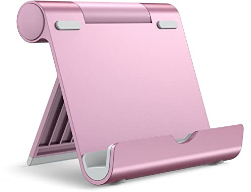 JETech Surfplattestativ, Justerbar Bärbar Surfplattehållare, Hopfällbar Skrivbord Stativ Hållare för iPad/iPad Pro/Air/Mini, Galaxy Tab A8/A7 Lite/A7/S8/S7, Tab/Phones(4-11), Rosa Guld