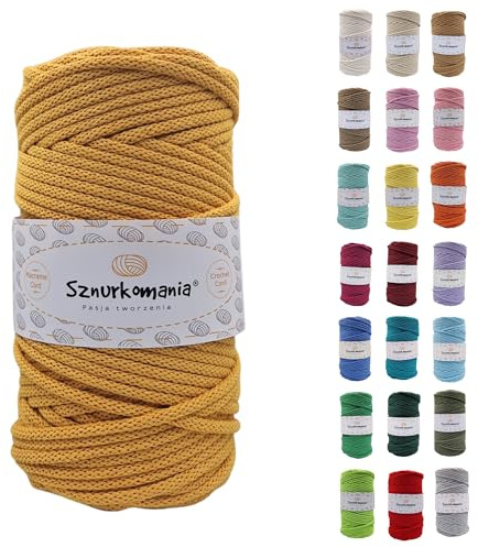 Sznurkomania, Baumwollkordel 5mm 100m, 46 Farben, Senf Farbe, Makramee Garn, Baumwollgarn, geflochtene Baumwollkordel 5mm mit Kern, Makramee Kordel, Häkelkordel