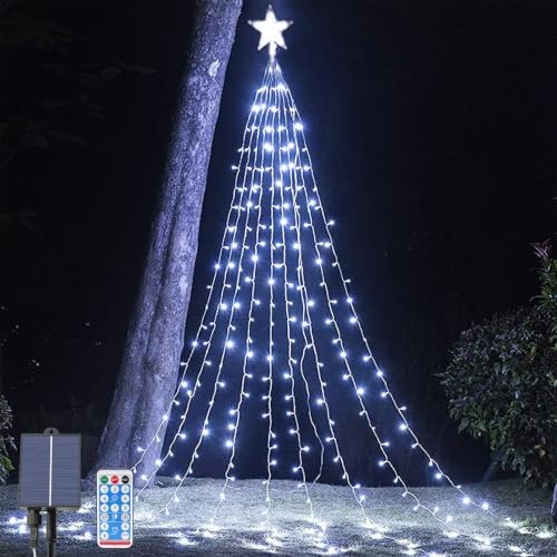 Solar Lichterketten für Außen Wasserdicht, 2M x 9 Stränge 8 Modi LED Lichterkette Weihnachtsbaum Solar, Outdoor Dekorative Solar Lichterketten aus Kupferdraht für Garten, Party, Hochzeitsdekoration