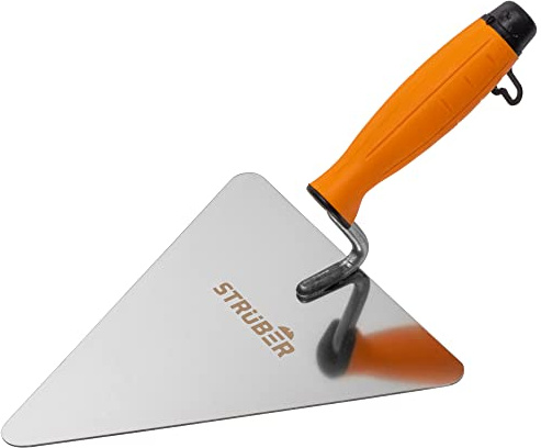 STRÜBER Berliner Maurerkelle 200 mm Dreieckskelle | Softgriff, Rostfrei, Gummigriff, Edelstahl, Made in EU