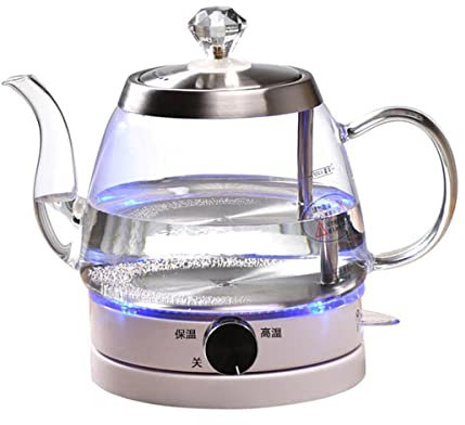 Hokcus Bollitore elettrico silenzioso, infusore per tè con protezione rapida e bollire a secco, bollitore in vetro borosilicato, funzione Keep Warm