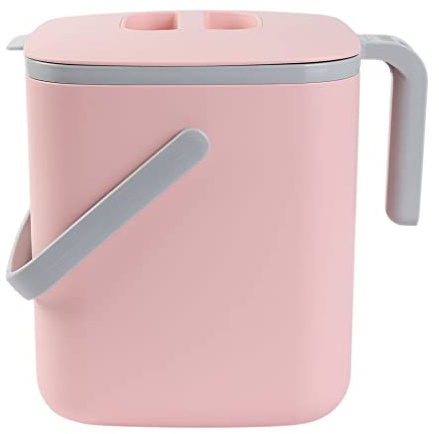 BLUE GINKGO Biomülleimer Küche – Kompostbehälter Küche mit Deckel, Griffen | Spülmaschinenfest | Hergestellt in Korea (5 Liter) – Rosa