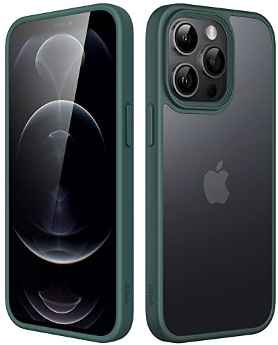 JETech Matt Hülle für iPhone 12 Pro Max 6,7 Zoll, Stoßfest Militärstandard FallSchutz Handyhülle, Mattierte Durchscheinende Rückseite Schutzhülle, Anti-Fingerabdruck (Dunkelgrün)