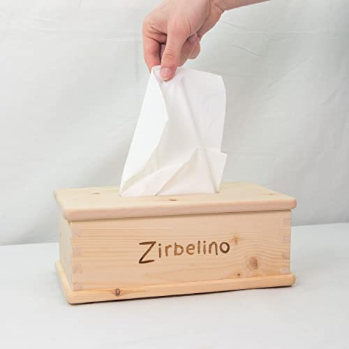 Zirbelino® Kosmetiktuchbox aus Zirbenholz | inkl. Schiebe-Deckel zum einfachen Nachfüllen | ca. 27 x 14 x 10,5cm (LxBxH) | Zirbelino Edition