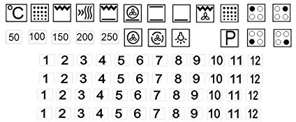 Herd Symbol Aufkleber Set für Herd Kennzeichnung Beschriftung (RPt32) (8mm weißer Hintergrund und schwarze Zeichen)