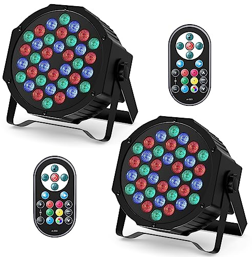 LED Par Strahler Scheinwerfer 36 LED Bühnenlicht Partylicht RGB DMX512 mit Fernbedienung,Discolicht Beleuchtung Moving Head für Stage DJ Party Show Bar Halloween Weihnachten (2er)