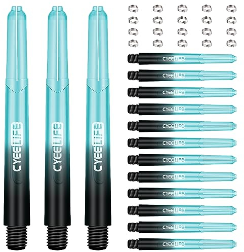 CyeeLife Dart Schäfte,15 Dart Shafts in Total mit 20 O Ringe,Kurz/Mittel/Groß 4, Dart Zubehör für Dartpfeile (Blau, 48mm)