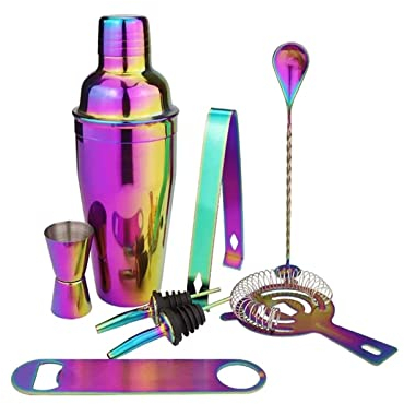 Juego de coctelera de Acero Inoxidable de 8 Piezas, Juego de Herramientas de Barra de coctelera Profesional para Camarero, Accesorios para Kit de Camarero (tamaño: 750 ml) (Onecolor 750 ml)