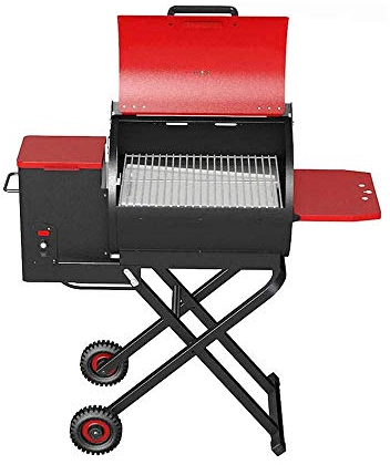 RajoNN Barbecue-Grill, tragbarer Dual-Fuel-Kombi-Holzkohle-/Gasgrill, Outdoor-Grill mit Deckel, Thermometer und klappbarem Beistelltisch für Tisch, Camping, Outdoor, Garten