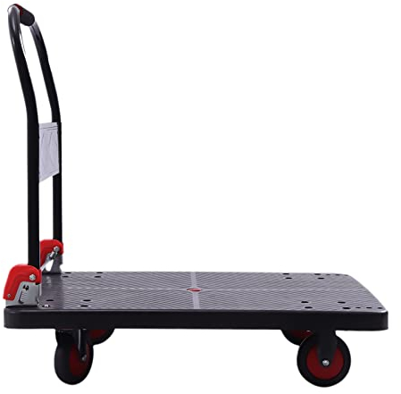 FUROMG Transportwagen Fracht Wagen Klappbar Klappbar Magazinwagen Schiebebügelwagen Plattformwagen Rollwagen Trolley 400 Kg Schwarz mit Antirutschbeschichtung