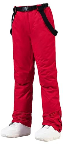 Herren und Damen wasserdichte Schneehose Winddicht Skianzug Outdoor Sport Warme Snowboardhose, rot, 46