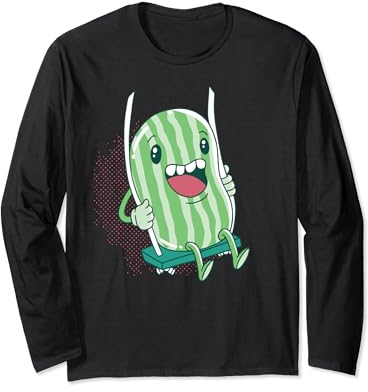 Pastèque sur balançoire pour les amis de la bande dessinée des fruits et des melons Manche Longue