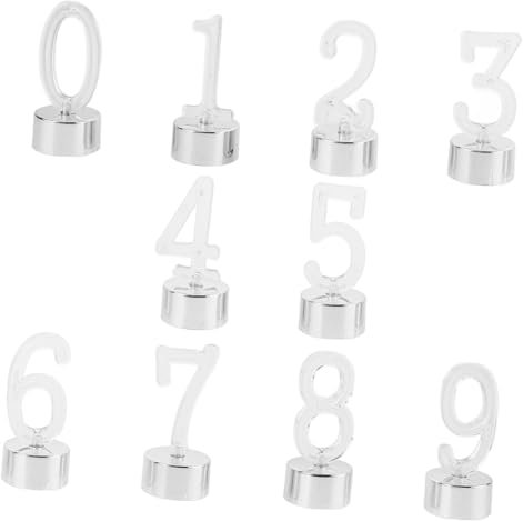 IMIKEYA Lot de 10 bougies à chiffres de 0 à 9 - Sans flamme - Sans fumée - Fonctionne avec piles - Fausses bougies électriques pour mariage, festival, fête