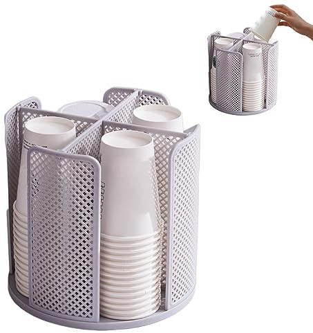 Portabicchieri Girevole A 360 Bicchieri Di Carta Porta Bicchieri Di Plastica Con 4 Scomparti, Porta Bicchierini Caffe Rimovibile,Organizer Per Tazze Portabicchieri Plastica Per Casa Ufficio (grigio)