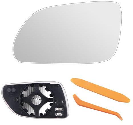 Spiegelglas Ersatz für VW Polo 9N 05-09, Skoda Oktavia (1Z3 / 1Z5) 04-08 | Ersatzspiegelglas Fahrerseite Beheizbar Außenspiegel Asphärisch Rückspiegelglas ABS-Seitenspiegelglas - Links