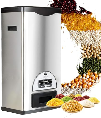 Cereal Container 10kg, Stainless Steel Rice Dispenser Automatic Metering, Dry Food Dispenser Storage Container Airtight Moisture Proof Keep Food Fresh For Kitchen Pantry Househo(Size:20kg,Color:Black)