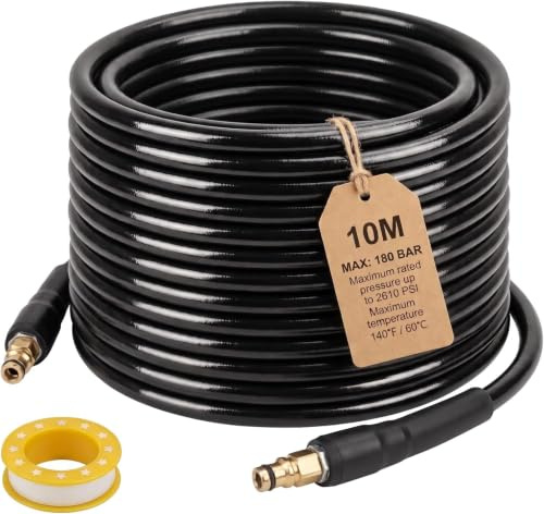 10M High Pressure Washer Replacement Hose for Karcher K Series K2-K7 | High-Pressure Reinforced Hose with Quick Click Plug Connector,Jet Wash Pipe Cleaning Car Road Garden