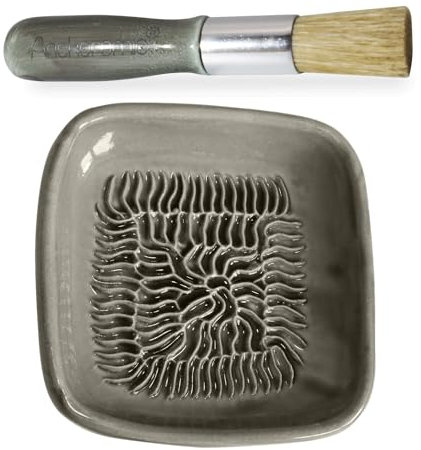 ANCKERAMIC® Ceramico Original Finlandia - Juego de rallador de cerámica y pinceles para hornear - rallador de ajos de cerámica, rallador de jengibre y cepillo de cocina de cerdas naturales, hecho a