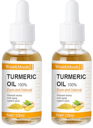 ieron 2 piezas de aceite de cúrcuma natural para el cuidado de la piel, combate el acné, cura cicatrices, suero facial de cúrcuma, suero de cúrcuma para manchas oscuras (0.3 fl oz)