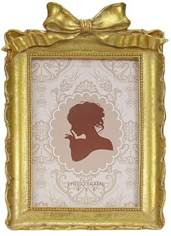 Desklens 4x6 Vintage Picture Frame, Gold Antique Ornate Picture Frame, Victorian Retro Decorative Photo Frames for Tabletop & Wall, Baroque Home Decor Frames