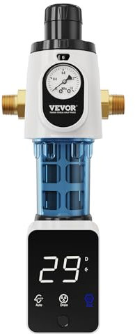 VEVOR Prefiltro acqua rotante per tutta la casa da 40 micron, filtro sedimenti acqua di pozzo, 19 mm GM + 25,4 mm GM, portata elevata 4 T/H, per sistemi di filtraggio dell'acqua per tutta la casa