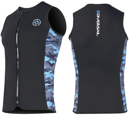 Wetsuit Top Men Wetsuit Vest 3mm Neoprene Front Zip Sleeveless Wet Suit Tops Jacket Diving Vest Swimming Canoeing Surfing 2XL Size