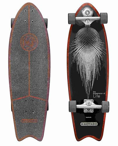 STAR SCOOTER Surf Skateboard Longboard Vintage Retro Cruiser High Speed Kugellager ABEC-11 Komplett Unisex | Grau