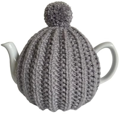 Grey Hand Knitted Tea Cosy, Fits 4-6 Cup Teapot