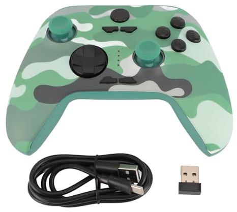 ciciglow Controlador Inalámbrico para PC, para Android, para iOS, para OS X, para Steam Deck, Dual Hall Triggers 6 Axis Gyro RGB LED Gaming Gamepad (Camuflaje Verde)