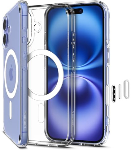 Spigen Ultra Hybrid T MagFit Case for iPhone 16 [Camera Control Covered] [MagSafe Compatible] - Clear White
