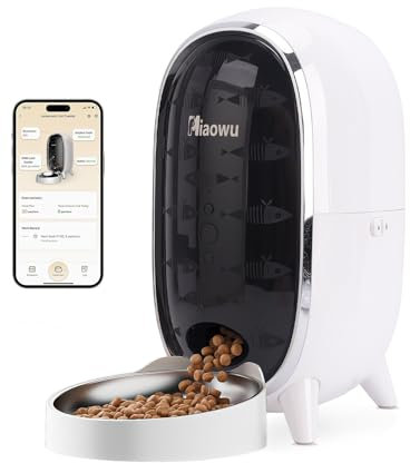 Miaowu Automatic Cat Feeder, 3L Capacity, 2.4G WiFi, 15 Portions/10 Meals Per Day, Multiple Seals, Anti-Clogging System, Washable Storage Barrel, Sound Recording, For Cats and Small Dogs