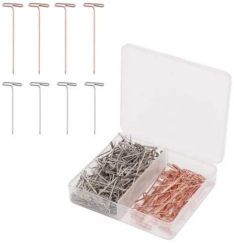 200 Stück T Nadeln, 27mm 38mm T-Stifte aus Edelstahl gerade Perückenstifte zum Blockieren von Strick- Häkel- und Nähprojekten Schmuck Modellieren und Basteln